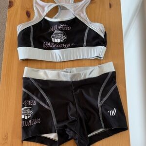 Varsity Black and Silver Kids Matching Cheer Set with NCA Logo